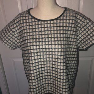 Madewell wool black and cream herringbone top M